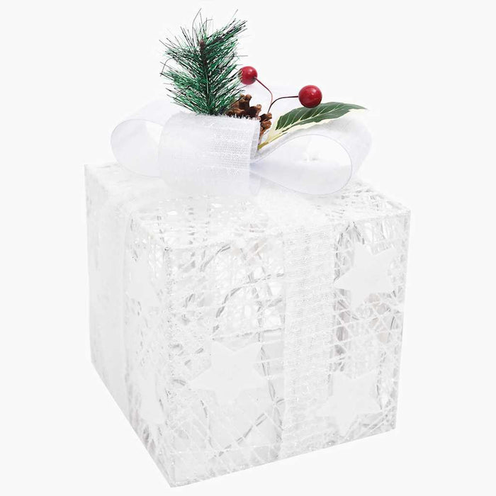 Scatole Regalo Decorative Natale 3pz Bianche da Esterno Interni cod mxl 50608