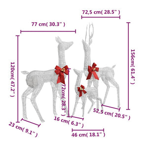 Decorazione Natalizia Famiglia di Renne Bianco Argento 201 LED 329771