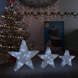 Decorazioni di Natale Stelle 3pz Bianco LED per Interni Esterni 329774