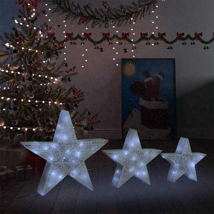 Decorazioni di Natale Stelle 3pz Bianco LED per Interni Esterni 329774
