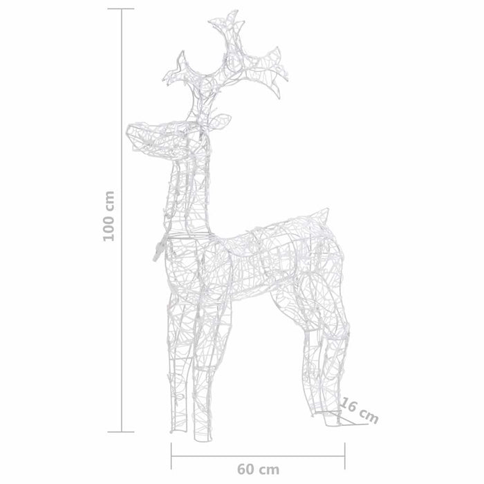 Renne e Slitta Decorazione Natale 90 LED 60x16x100 cm Acrilico cod mxl 32436