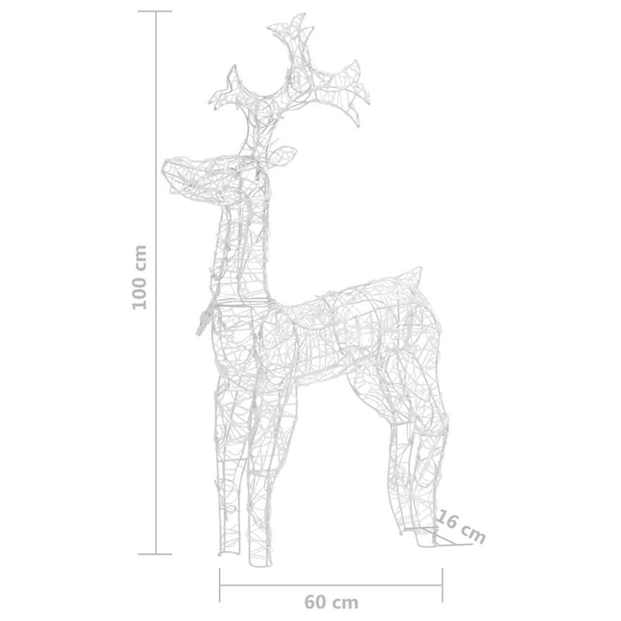 Renne e Slitta Decorazione Natale 90 LED 60x16x100 cm Acrilico 329780