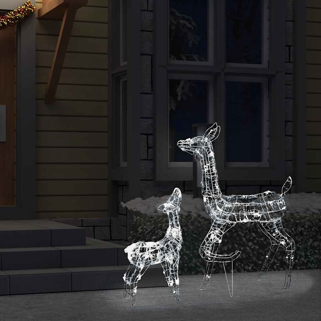 Famiglia di Renne di Natale 160 LED-Luci decorative natalizie Bianco Freddo in Acrilico