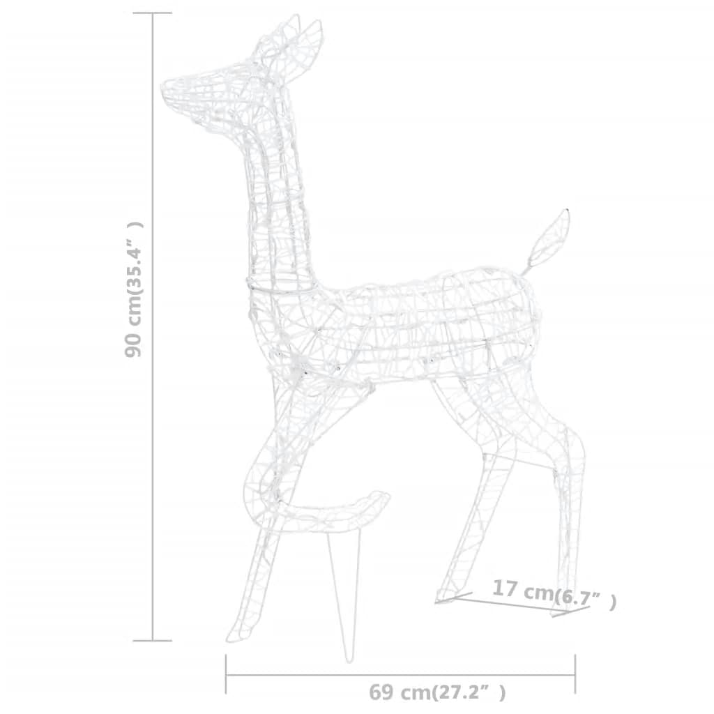 Famiglia di Renne di Natale 160 LED Bianco Freddo in Acrilico