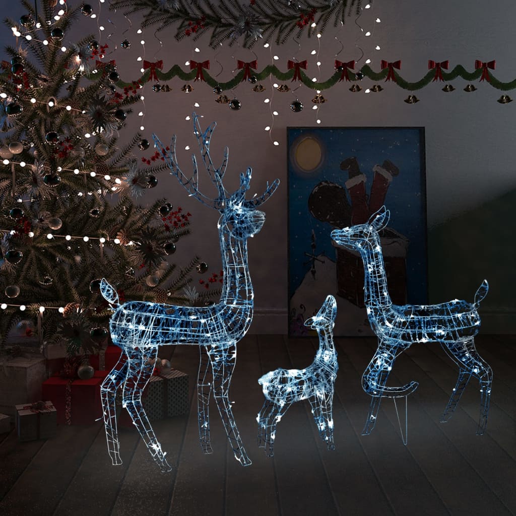 Famiglia di Renne di Natale 300 LED Bianco Freddo in Acrilico 329794