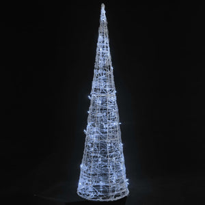 Piramide Decorativa Cono di Luce LED Acrilico Bianco Freddo 90cm