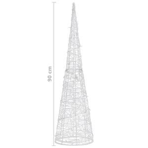 Piramide Decorativa Cono di Luce LED Acrilico Bianco Freddo 90cm