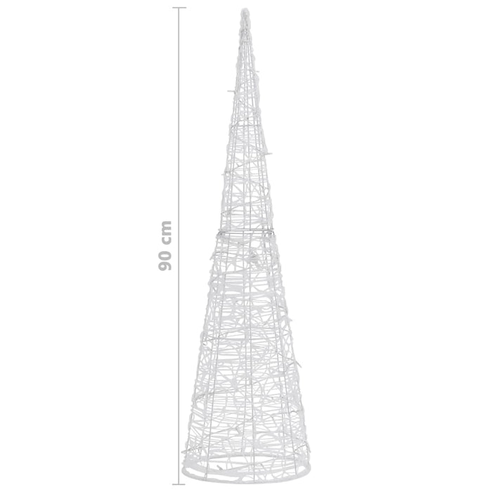 Piramide Decorativa Cono di Luce LED Acrilico Bianco Freddo 90cm