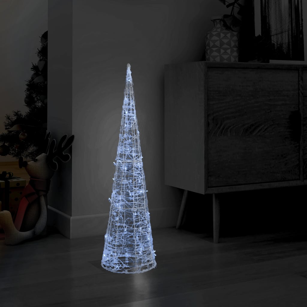 Piramide Decorativa Cono di Luce LED Acrilico Bianco Freddo 90cm