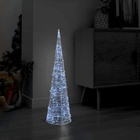 Piramide Decorativa Cono di Luce LED Acrilico Bianco Freddo 90cm