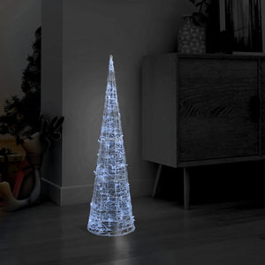 Piramide Decorativa Cono di Luce LED Acrilico Bianco Freddo 90cm