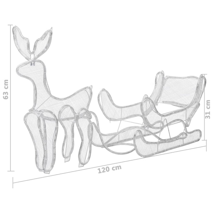 Decorazione Luminosa Natalizia Slitta e Renna con Rete 432 LED cod mxl 53360