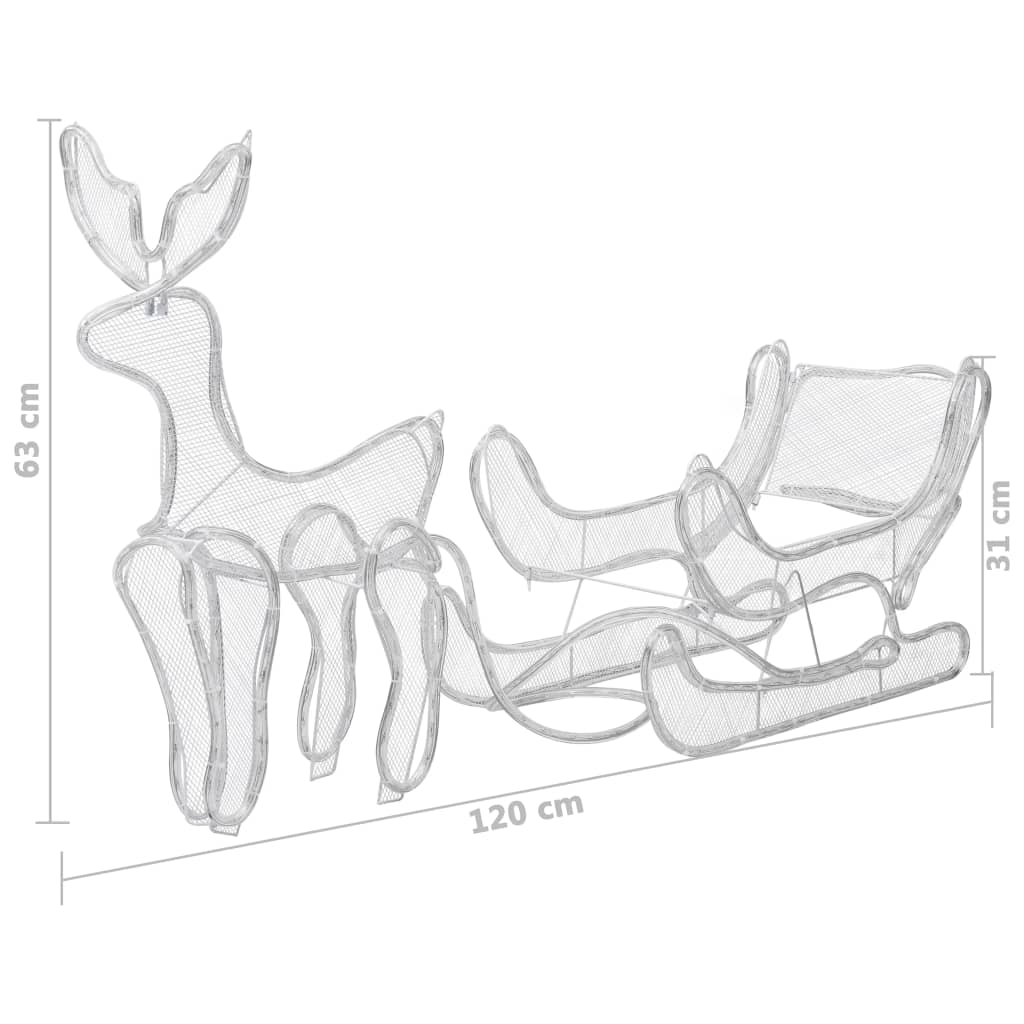 Decorazione Luminosa Natalizia Slitta e Renna con Rete 432 LED 329817