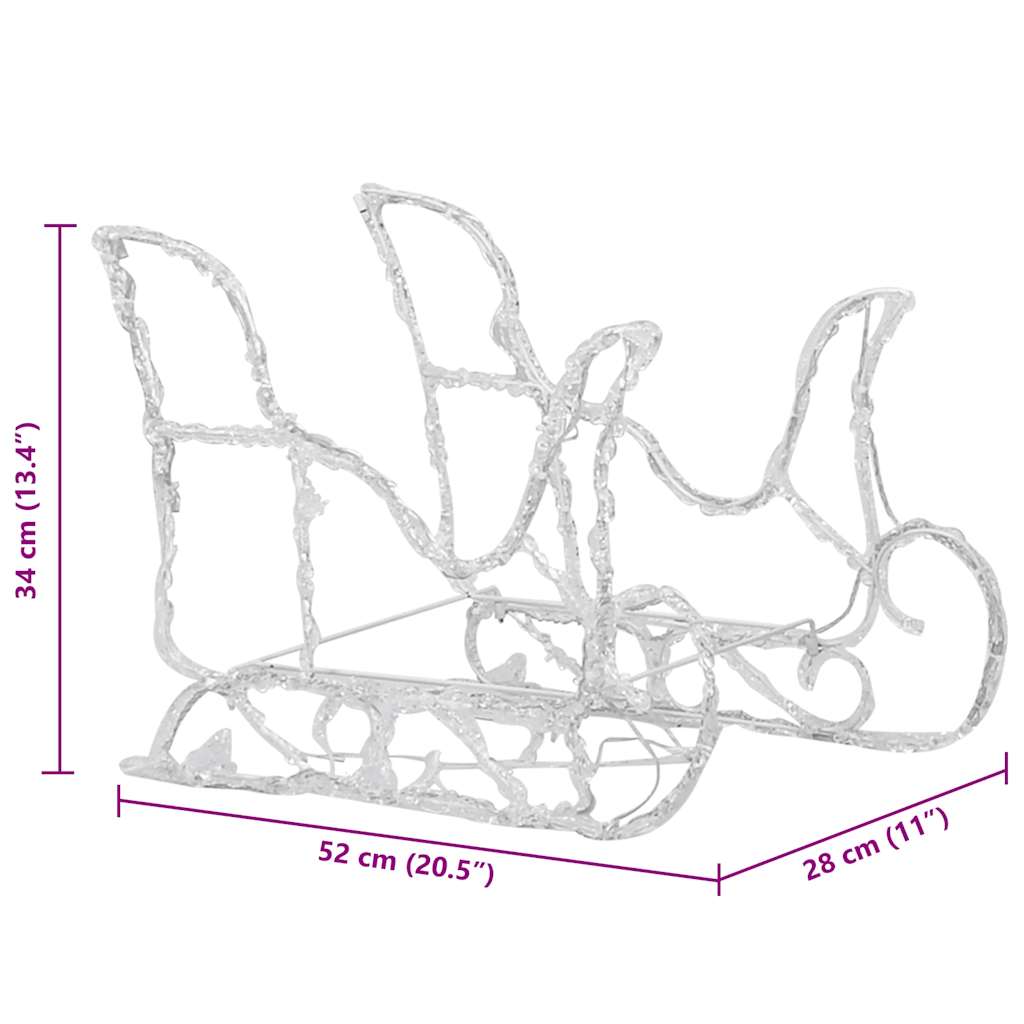 Decorazione Natalizia Renne e Slitta 160 LED 130 cm in Acrilico 328514