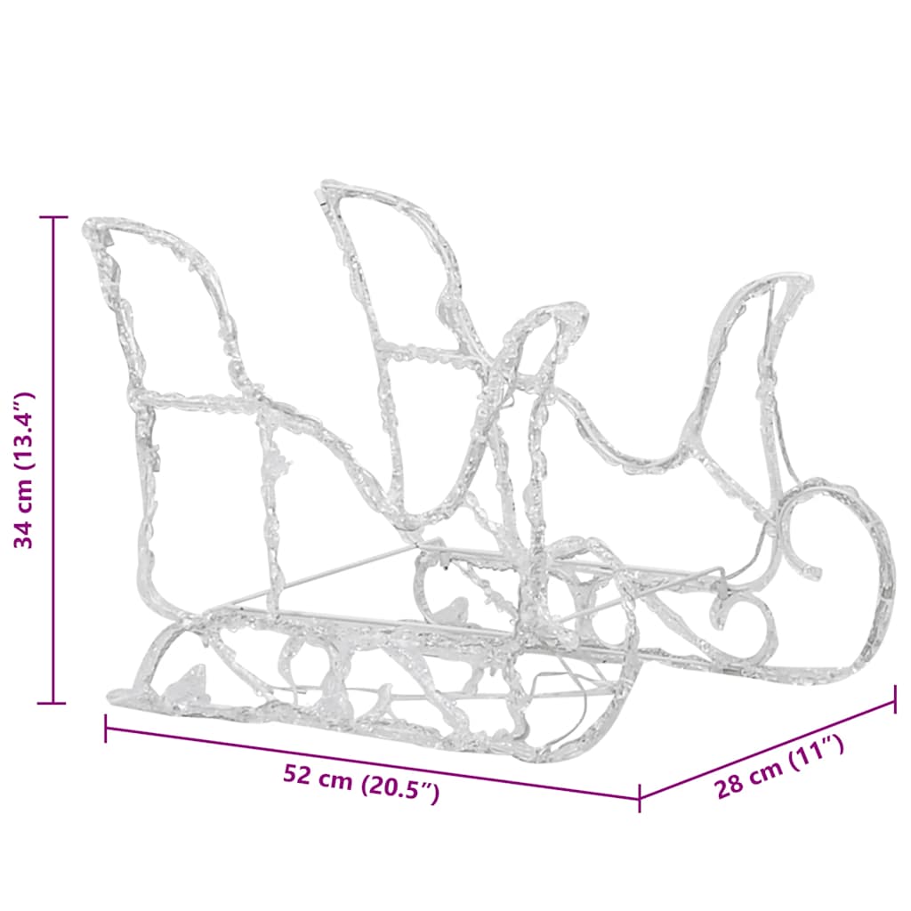 Decorazione Natalizia Renne e Slitta 160 LED 130 cm in Acrilico cod mxl 36109