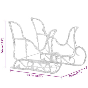 Decorazione Natalizia Renne e Slitta 160 LED 130 cm in Acrilico cod mxl 36109