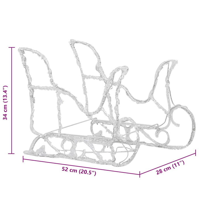 Decorazione Natalizia Renne e Slitta 160 LED 130 cm in Acrilico cod mxl 36109