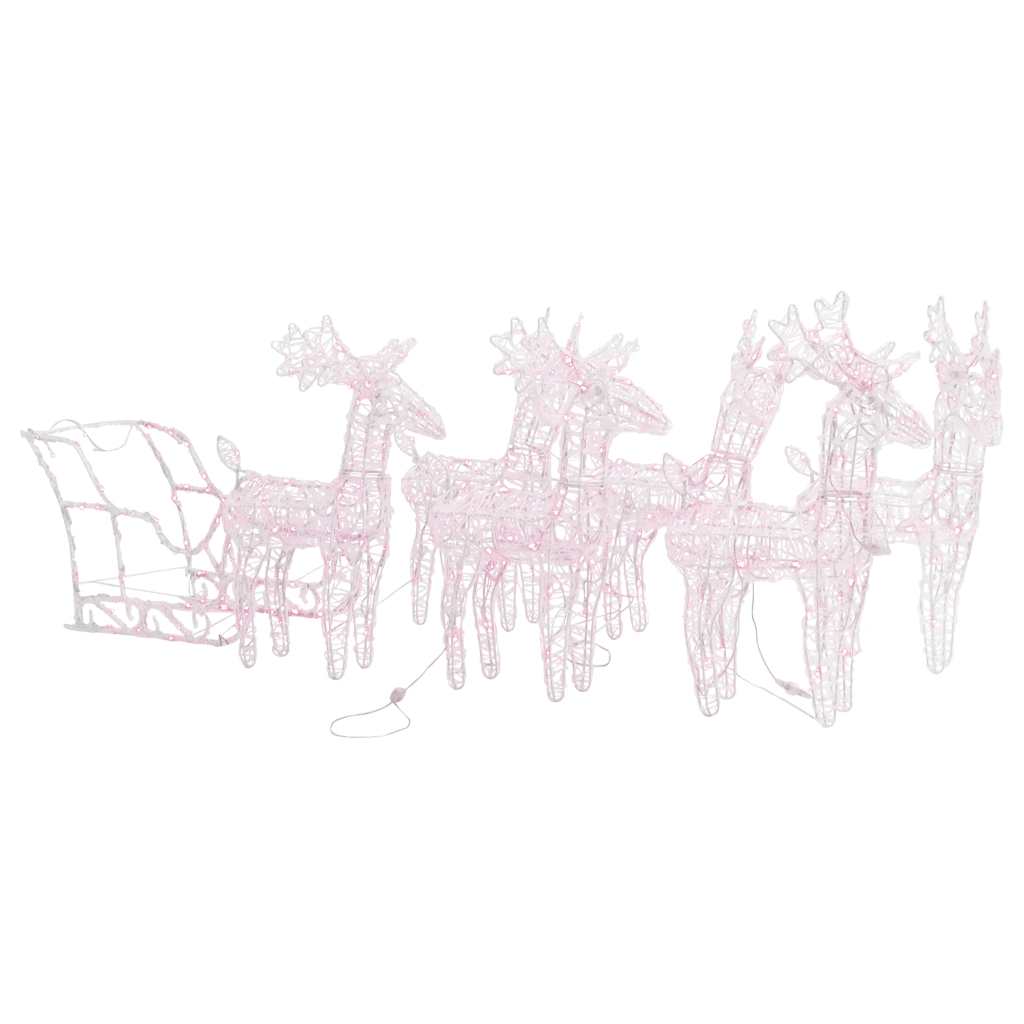 Decorazione Natalizia Renne e Slitta 280x28x55 cm in Acrilico cod mxl 44168