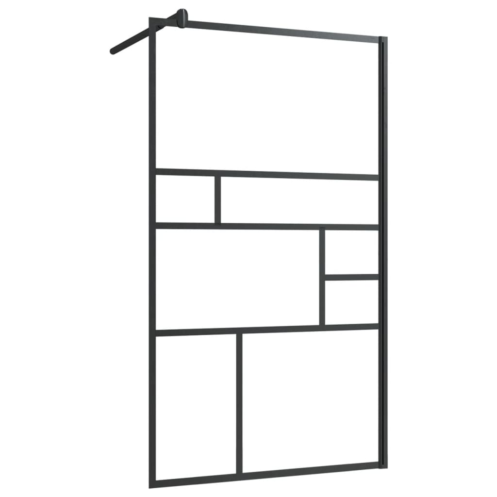 Parete per Doccia Walk-in Vetro Trasparente ESG 90x195 cm Nera 150753