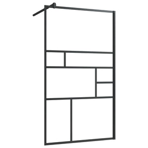 Parete per Doccia Walk-in Vetro Trasparente ESG 90x195 cm Nera 150753