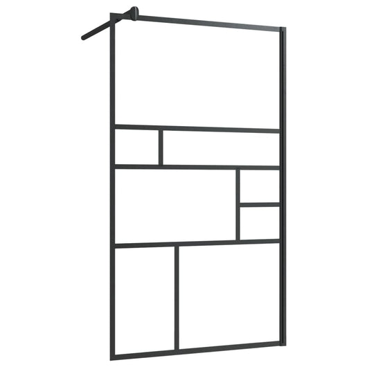 Parete per Doccia Walk-in Vetro Trasparente ESG 90x195 cm Nera 150753