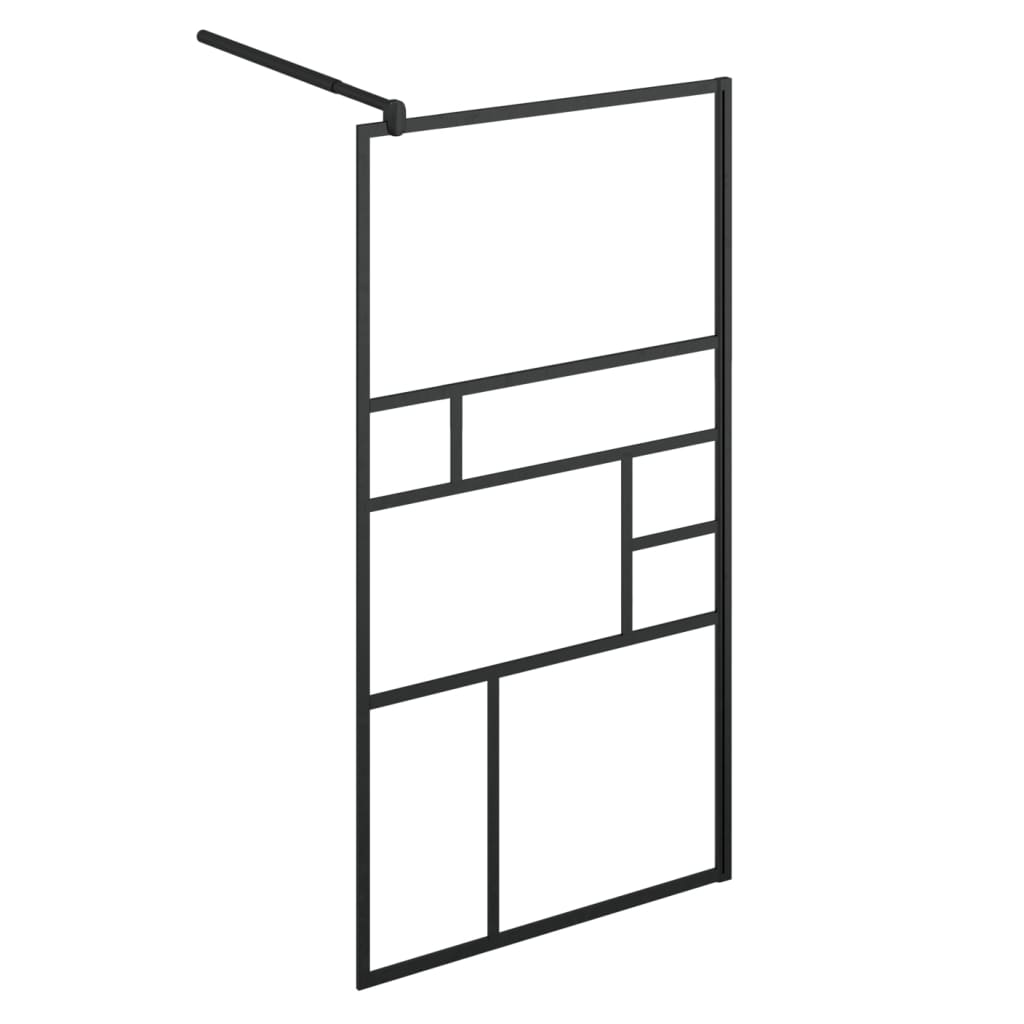 Parete per Doccia Walk-in Vetro Trasparente ESG 90x195 cm Nera 150753