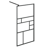 Parete per Doccia Walk-in Vetro Trasparente ESG 90x195 cm Nera 150753