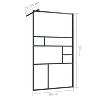 Parete per Doccia Walk-in Vetro Trasparente ESG 90x195 cm Nera 150753