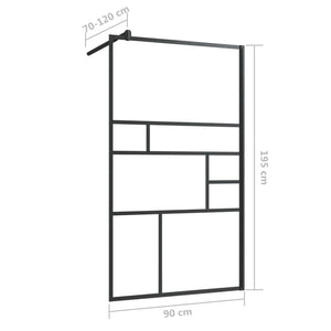 Parete per Doccia Walk-in Vetro Trasparente ESG 90x195 cm Nera 150753