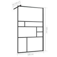 Parete Doccia Walk-in in Vetro Trasparente ESG Nera 100x195 cm 150754