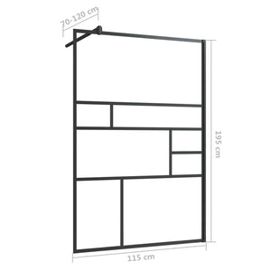 Parete Doccia Walk-in in Vetro Trasparente ESG Nera 115x195 cm cod mxl 41416