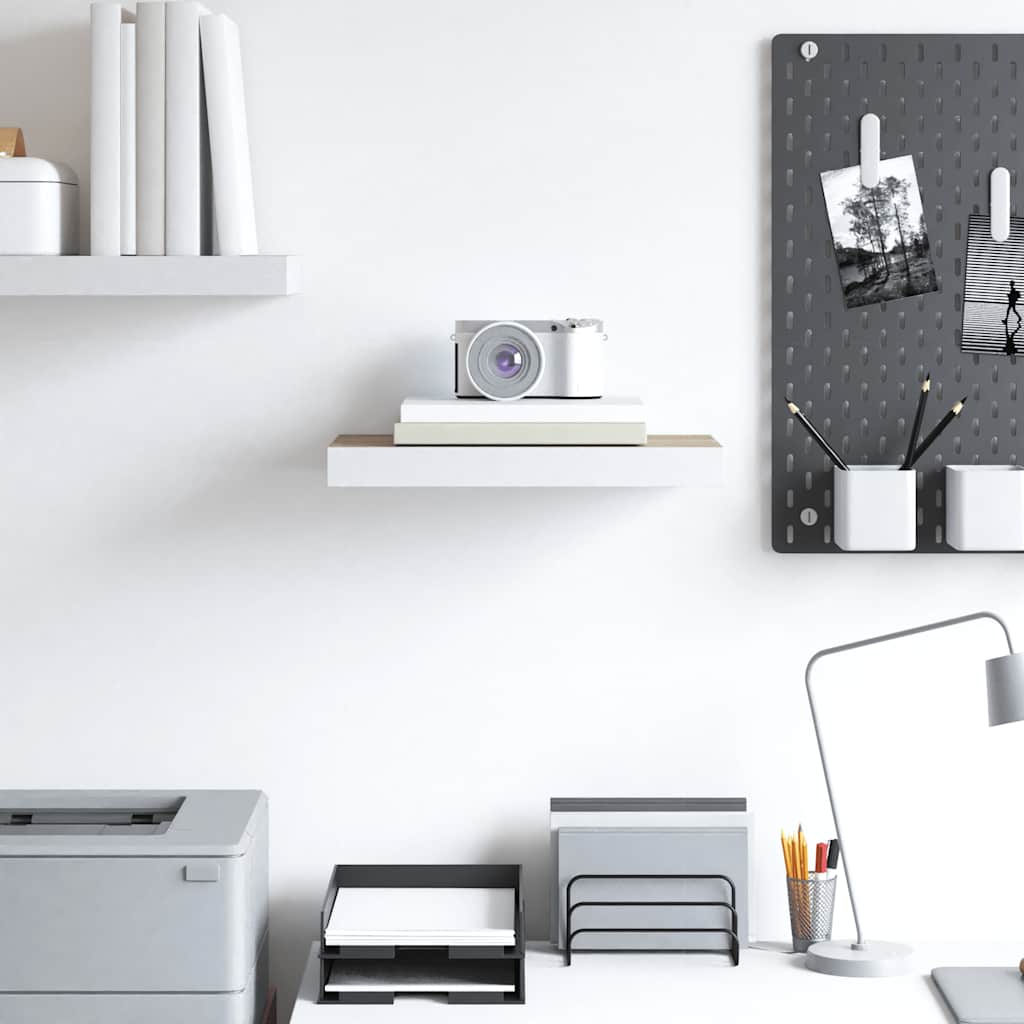 Scaffale a Parete Rovere e Bianco 50x23x3,8 cm in MDF 326573