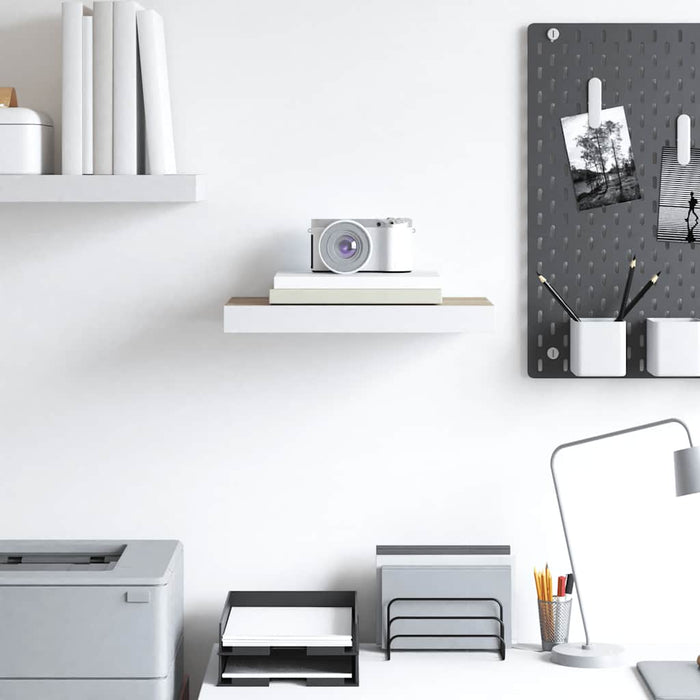 Scaffale a Parete Rovere e Bianco 50x23x3,8 cm in MDF 326573