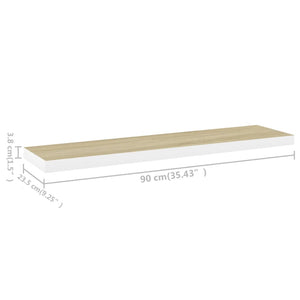 Scaffale a Parete Rovere e Bianco 90x23,5x3,8 cm in MDF cod mxl 42909