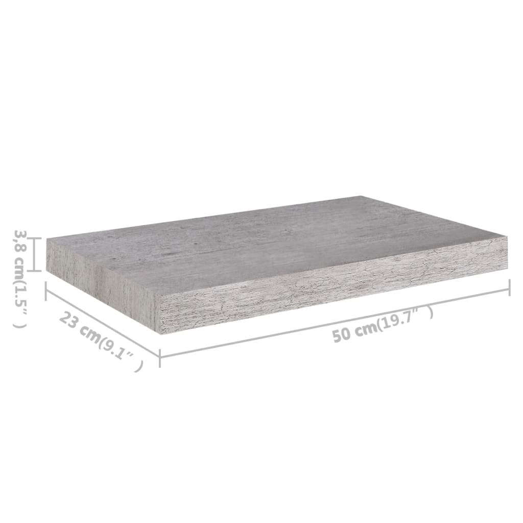 Scaffale a Parete Grigio Cemento 50x23x3,8 cm in MDF cod mxl 33404