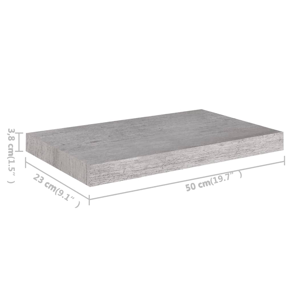 Scaffale a Parete Grigio Cemento 50x23x3,8 cm in MDF cod mxl 33404