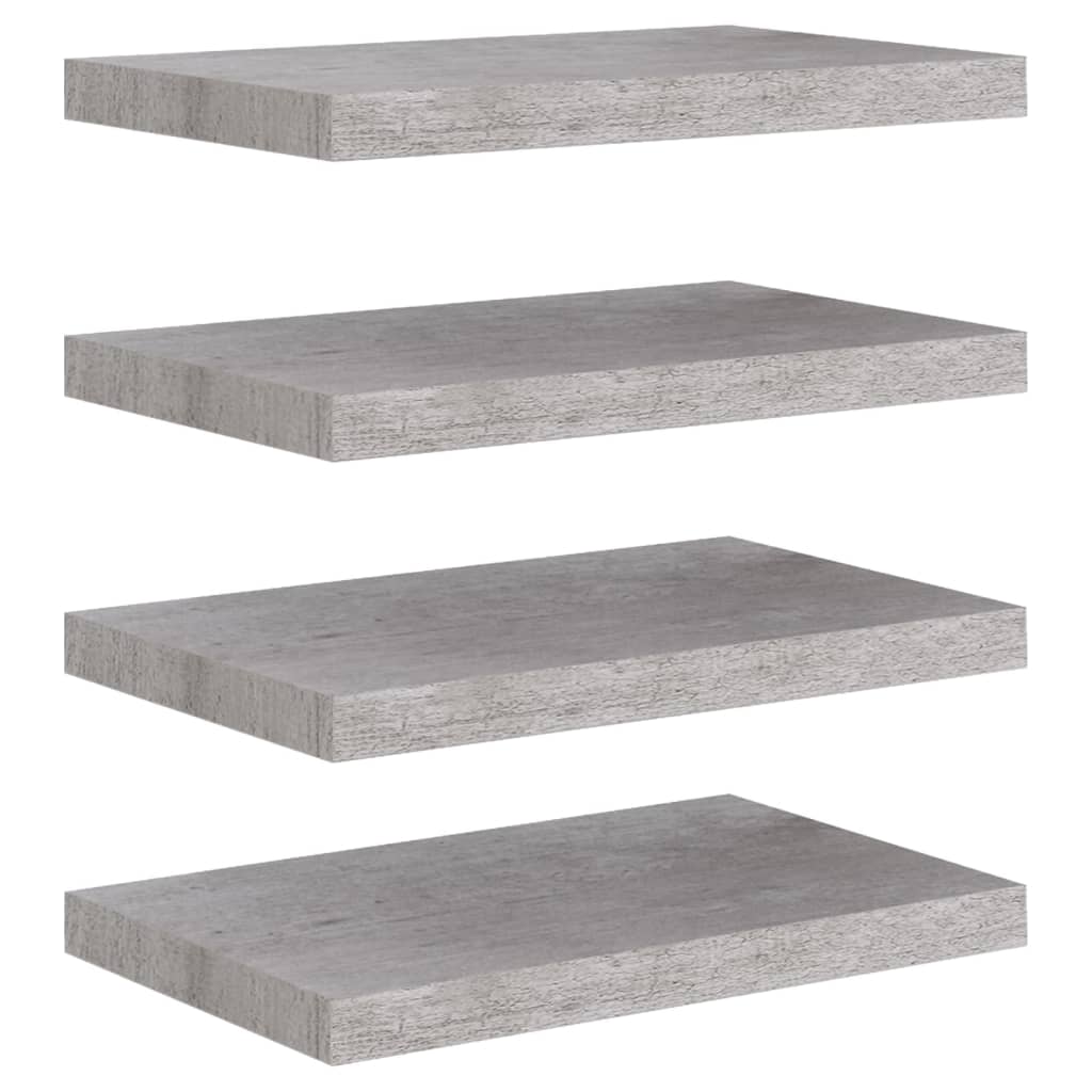 Scaffali a Parete 4 pz Grigio Cemento 50x23x3,8 cm in MDF 326596