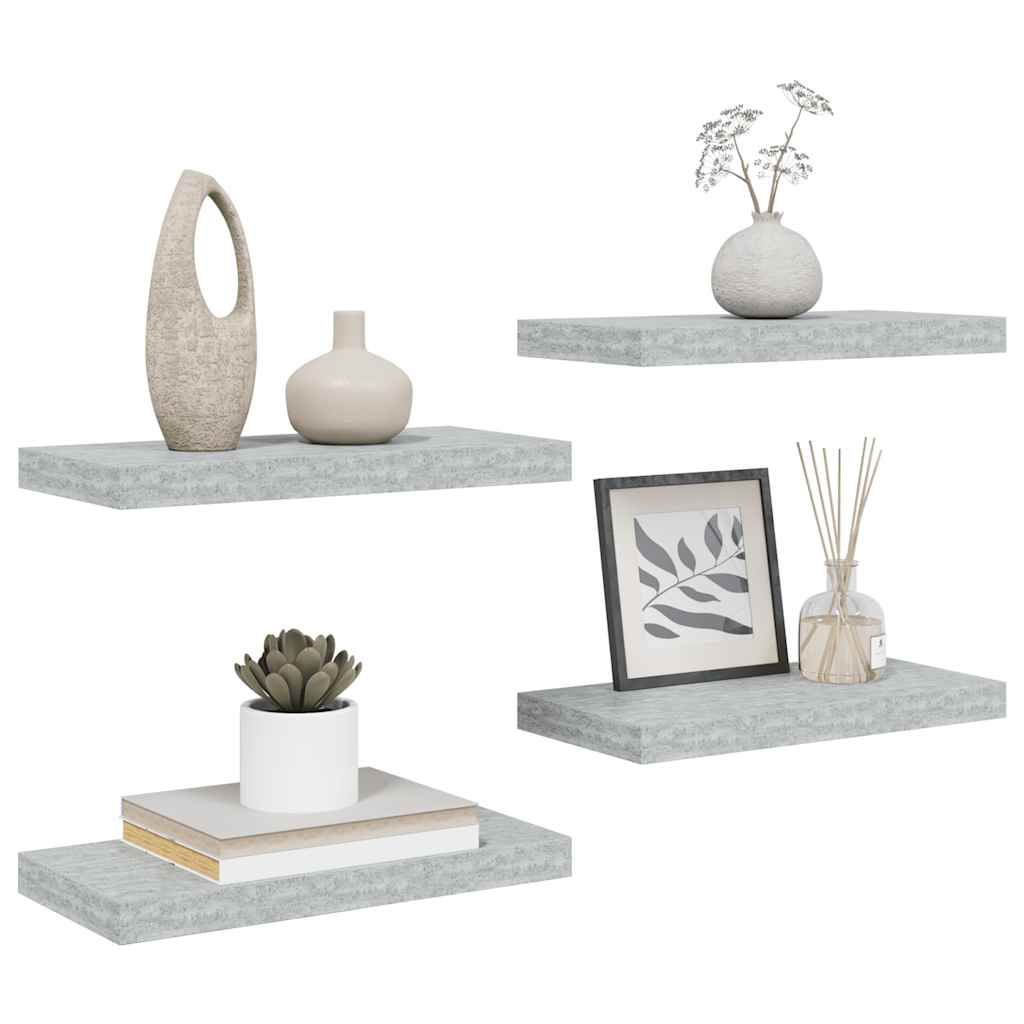 Scaffali a Parete 4 pz Grigio Cemento 50x23x3,8 cm in MDF 326596
