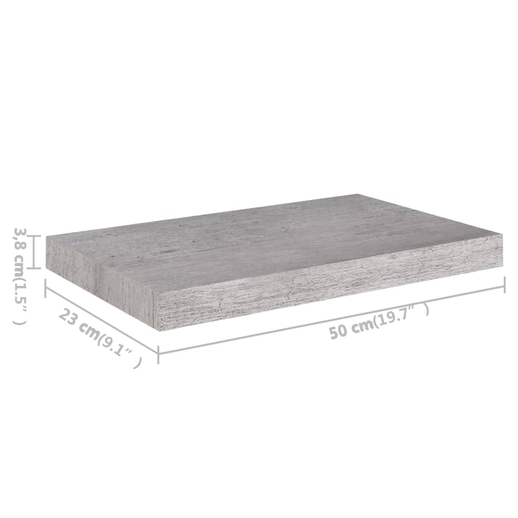Scaffali a Parete 4 pz Grigio Cemento 50x23x3,8 cm in MDF 326596