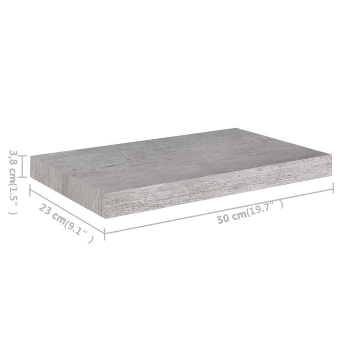 Scaffali a Parete 4 pz Grigio Cemento 50x23x3,8 cm in MDF 326596