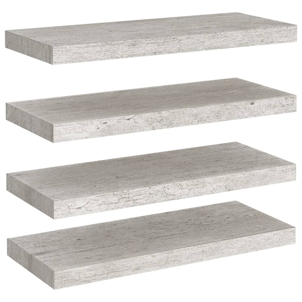 Scaffali a Parete 4 pz Grigio Cemento 60x23,5x3,8 cm in MDF cod mxl 33203