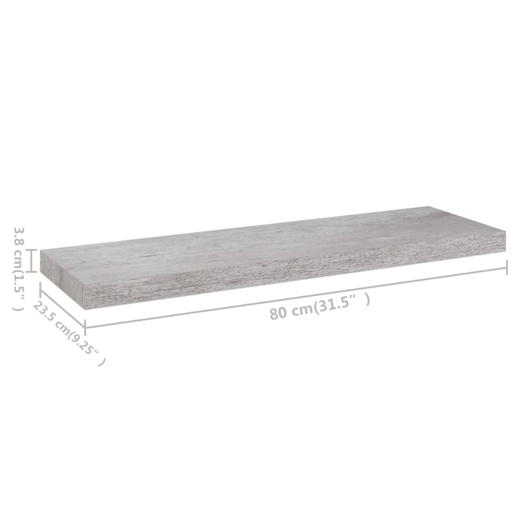 Scaffale a Parete Grigio Cemento 80x23,5x3,8 cm in MDF 326600