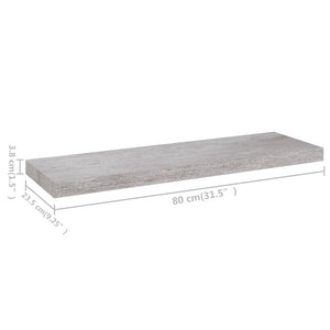 Scaffale a Parete Grigio Cemento 80x23,5x3,8 cm in MDF 326600