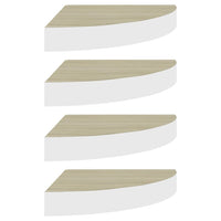 Mensole Angolari 4 pz-Scaffale a parete Rovere e Bianco 25x25x3,8 cm in MDF