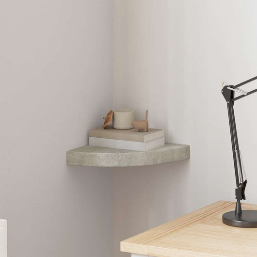 Mensola Angolare Grigio Cemento 25x25x3,8 cm in MDF 326633