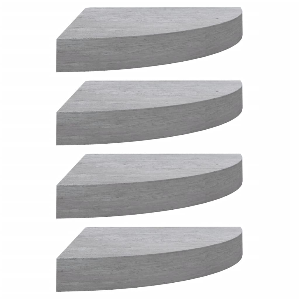 Mensole Angolari 4 pz Grigio Cemento 25x25x3,8 cm in MDF 326635