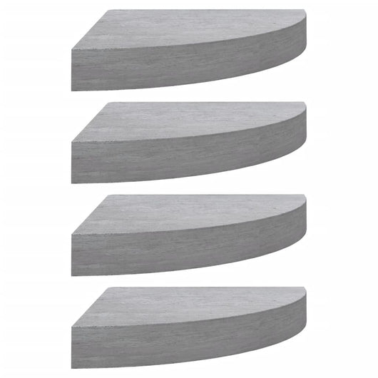 Mensole Angolari 4pz Grigio Cemento 25x25x3,8 cm in MDF cod mxl 32989
