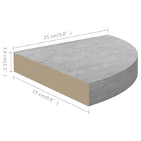 Mensole Angolari 4pz Grigio Cemento 25x25x3,8 cm in MDF cod mxl 32989