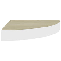 Mensole Angolari 2pz Rovere e Bianco 35x35x3,8 cm in MDF 326640