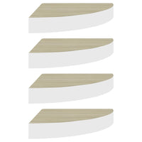 Mensole Angolari 4pz Rovere e Bianco 35x35x3,8 cm in MDF cod mxl 59424